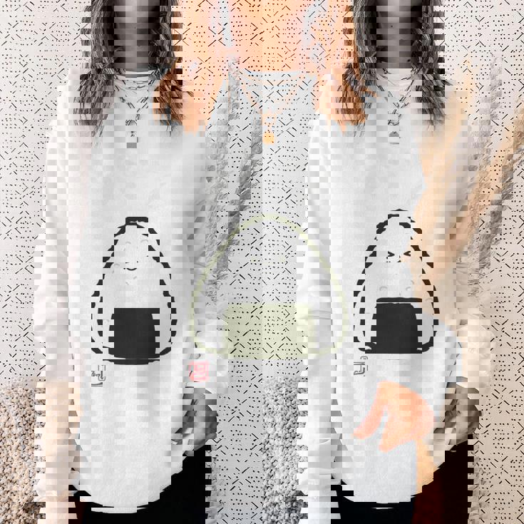 「パン-おにぎり」おもしろ 筆文字 服裏側 面白い文字入り 長袖tシャツ スウェットシャツ 彼女への贈り物