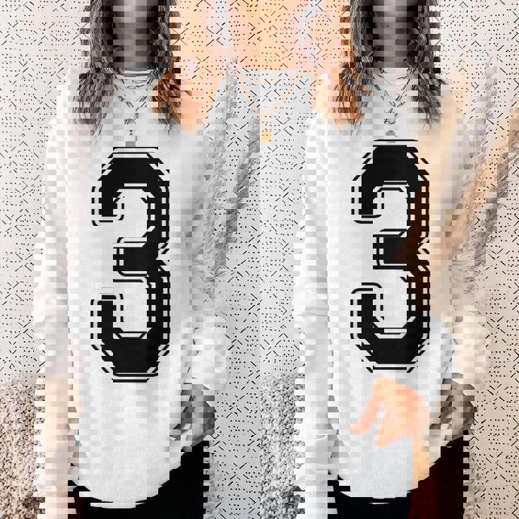 【バックプリント・背中側】3 数字 背番号 ユニフォーム ナンバー【ブラック／黒の文字】スポーツ 野球 サッカー 部活 スウェットシャツ 彼女への贈り物