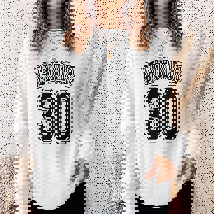 【バックプリント・背中側】Around 30 アラサー（三十歳 30才）ユニフォーム風 30代 誕生日プレゼント 面白 スウェットシャツ 彼女への贈り物