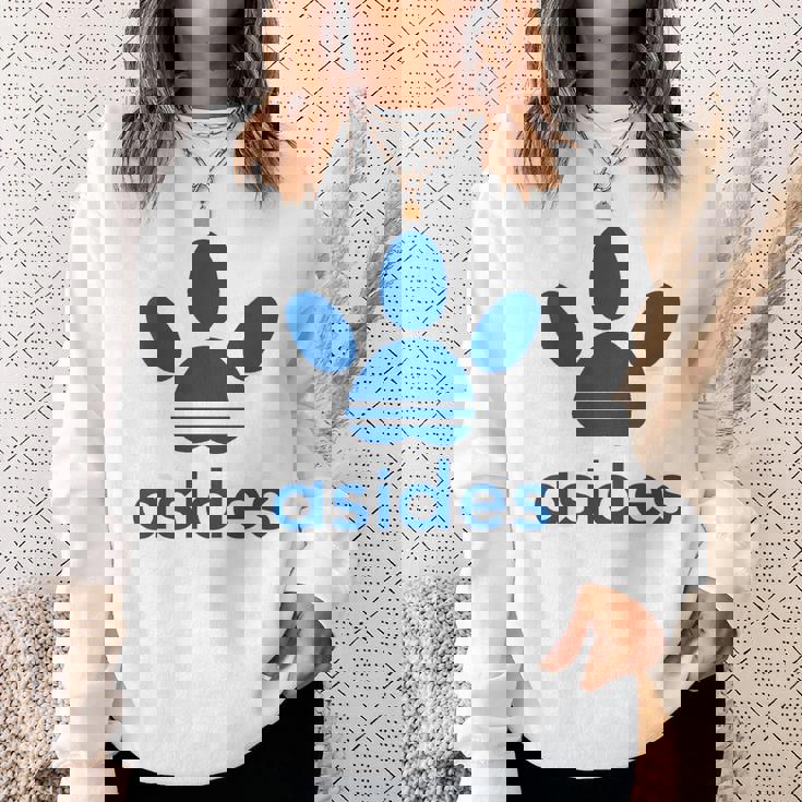 【バックプリント・背中側】Asides アシデス 足です。肉球です。【変なtシャツ屋】スポーツ ブランド パロディ 面白 スウェットシャツ 彼女への贈り物