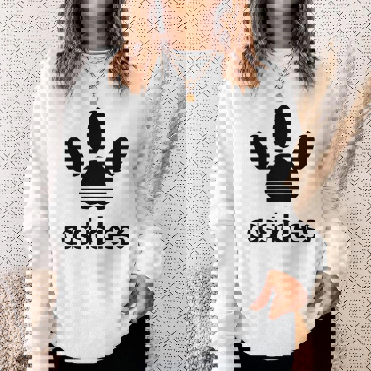 【バックプリント・背中側】Asides アシデス 足です。肉球です。【変なtシャツ屋】スポーツ ブランド パロディ 面白 長袖tシャツ スウェットシャツ 彼女への贈り物