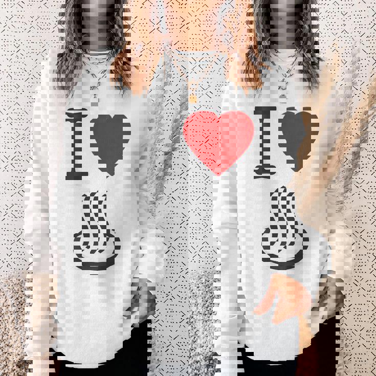 【バックプリント・背中側】アイラブ・温泉 マーク お風呂 銭湯 記号 お土産 旅行 ハート スタッフ 面白い スウェットシャツ 彼女への贈り物