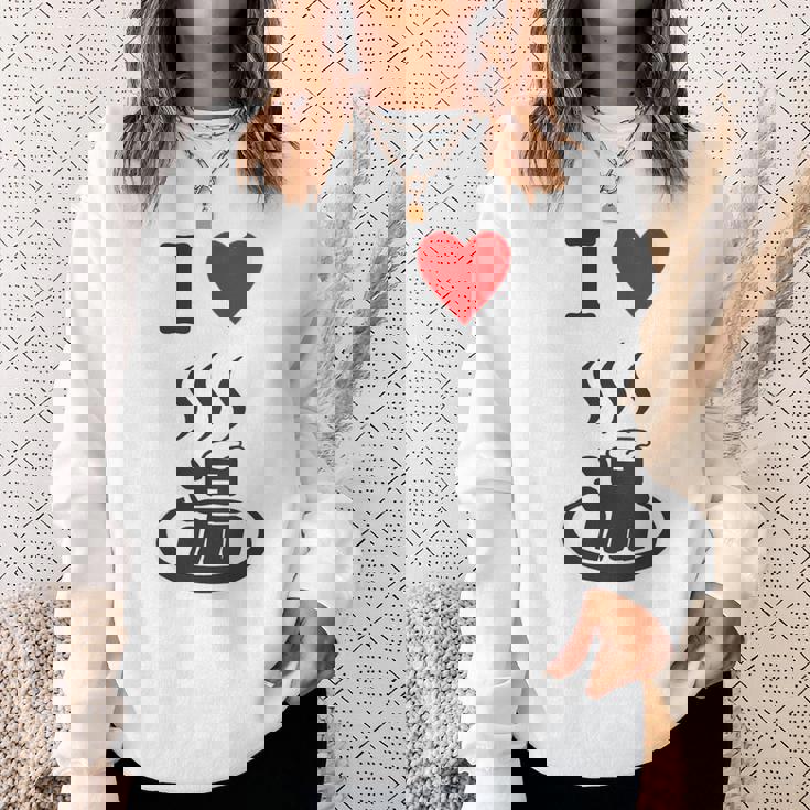 【バックプリント・背中側】アイラブ・湯 イラスト【温泉】お風呂 マーク 銭湯 記号 ハート 面白い スウェットシャツ 彼女への贈り物