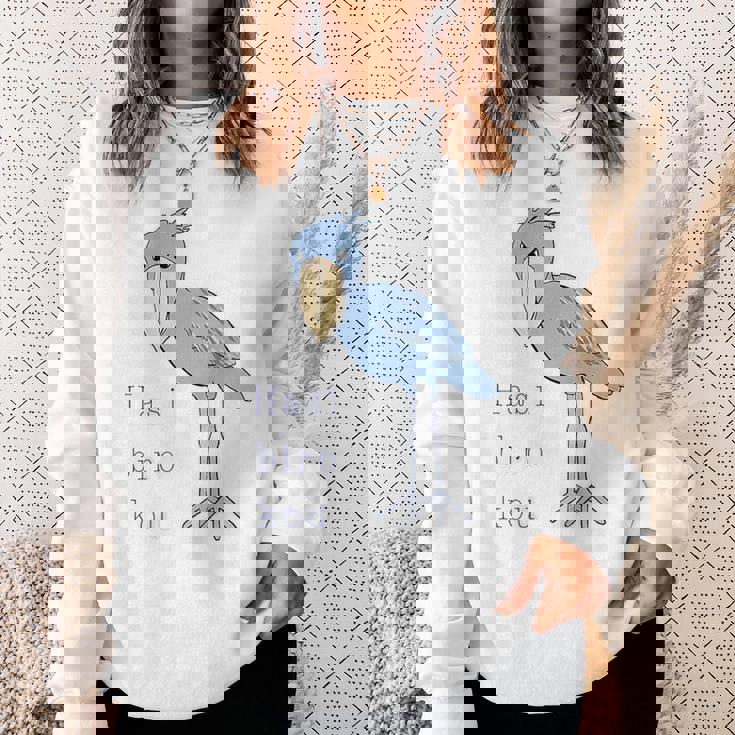 【バックプリント・背中側】ハシビロコウさん 『セルフィー』鳥【どうぶつフレンズ 】動物園 ゆるくて かわいい イラスト スウェットシャツ 彼女への贈り物