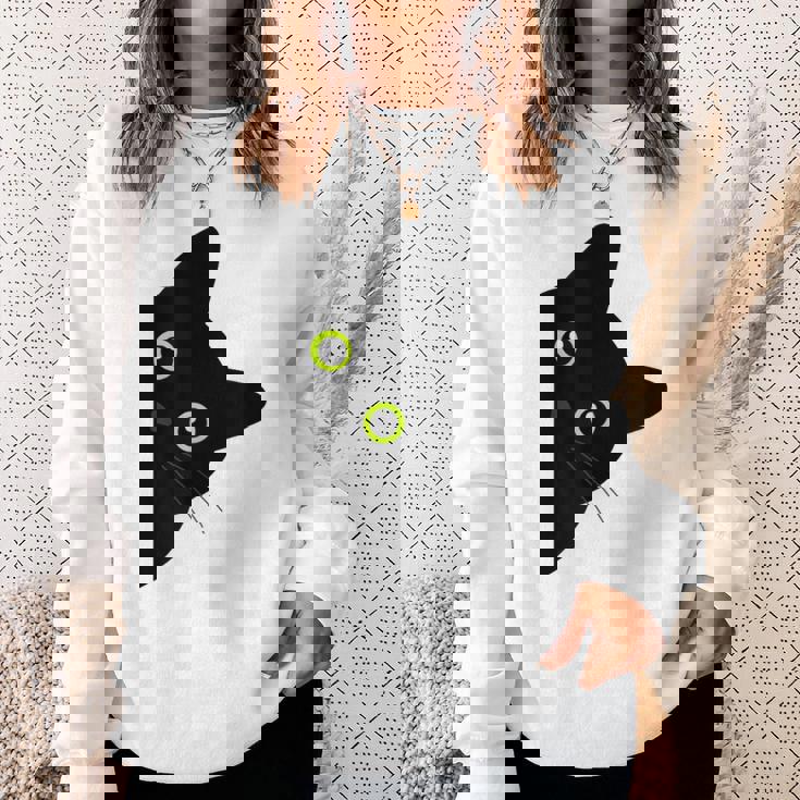 【覗くネコ】黒猫 にゃんこ 猫好き 猫 可愛い ネコ 子猫 ネコ好き 面白い 変な 遊び心 ネタ ウケ狙い おもしろ スウェットシャツ 彼女への贈り物