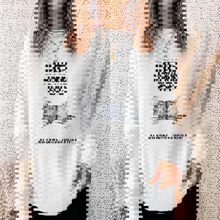 おかしな怠惰な猫 私は朝の人と朝と人が嫌いです スウェットシャツ 彼女への贈り物