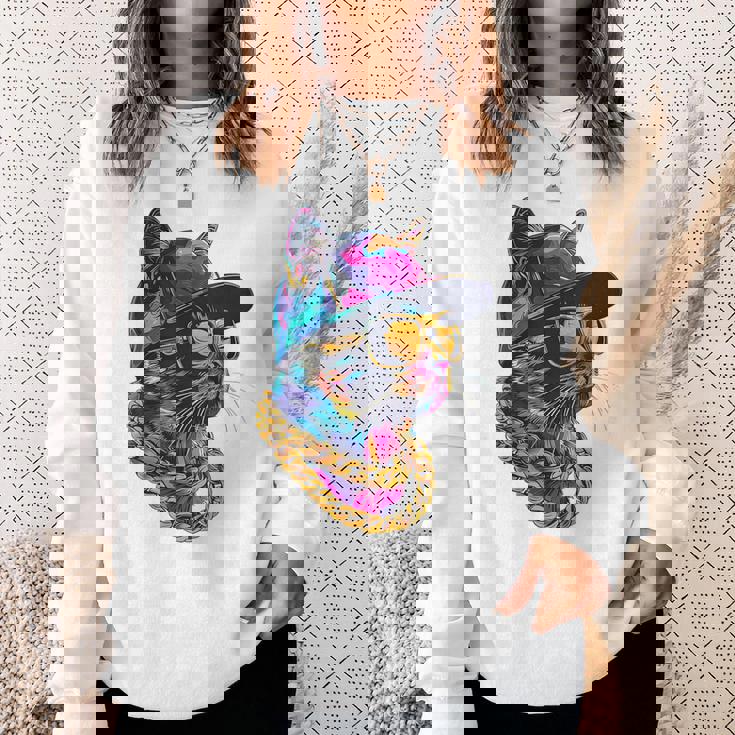 かっこいい ヒップホップ 猫 アーバン ストリートウェア B-Boy グラフィティ スウェットシャツ 彼女への贈り物