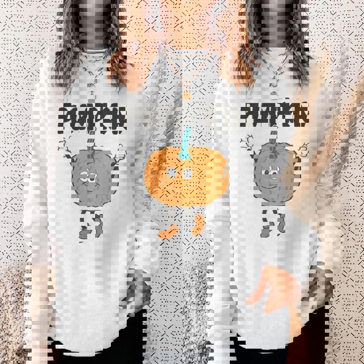 かぼちゃ Pumpkin キャラクター 顔 イラスト かわいい おもしろ シンプル ゆるい 野菜 ゆるキャラ スウェットシャツ 彼女への贈り物