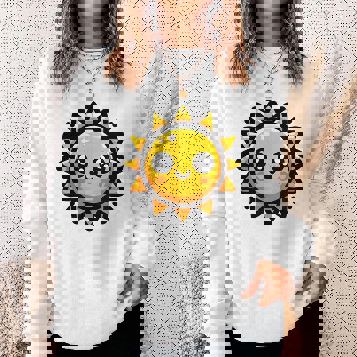 かわいい 漫画 太陽 放射 オレンジ イエロー 愛らしい スウェットシャツ 彼女への贈り物