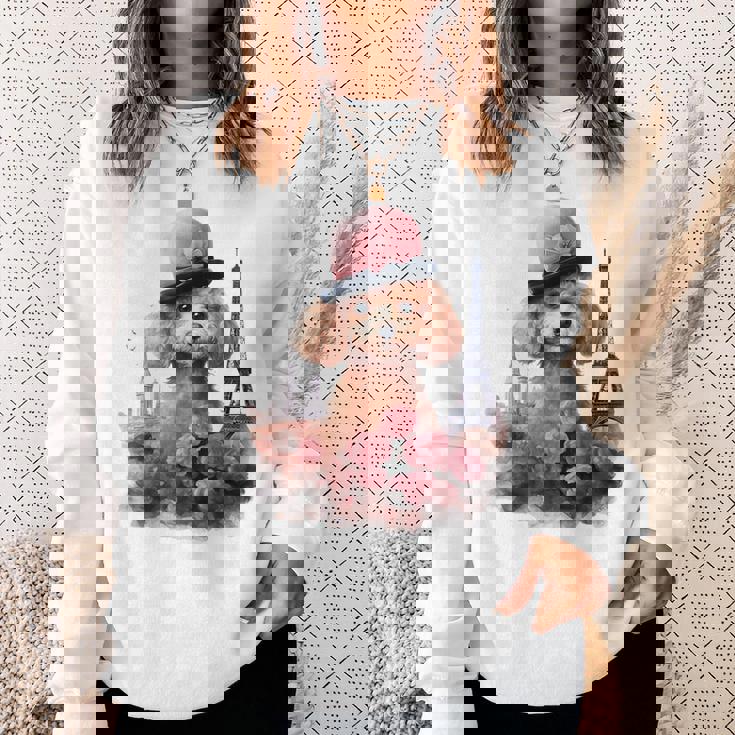 かわいいフレンチパリエッフェル塔トイプードル パリジャンプードル スウェットシャツ 彼女への贈り物