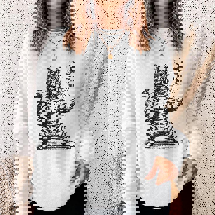 かわいい猫 太極拳 武道 陰陽 スウェットシャツ 彼女への贈り物