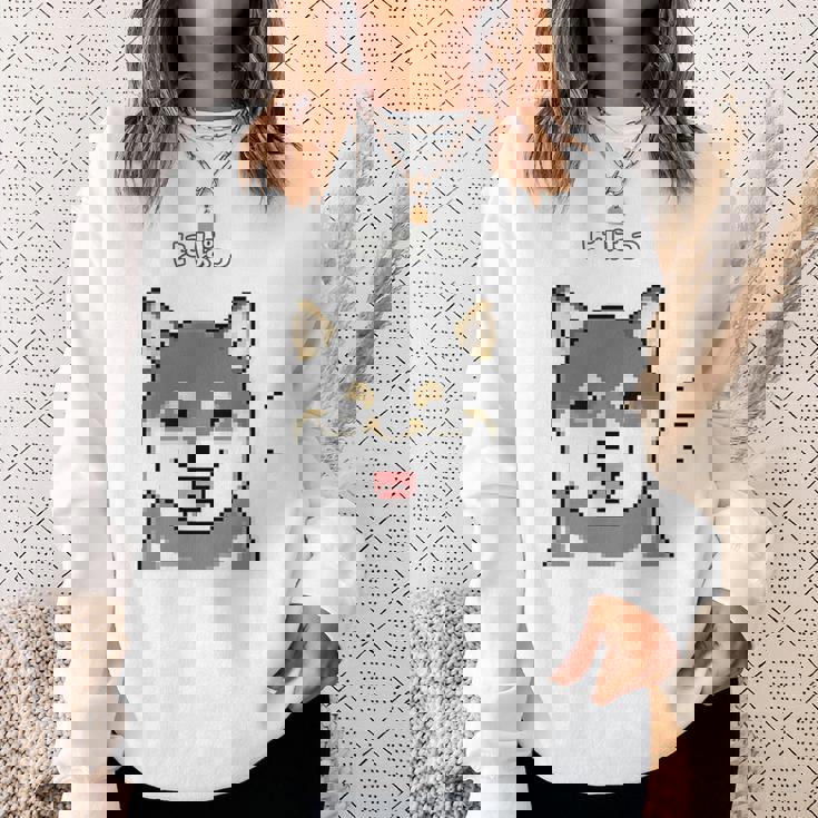 にぱっと笑う黒柴 柴犬のドット絵 スウェットシャツ 彼女への贈り物