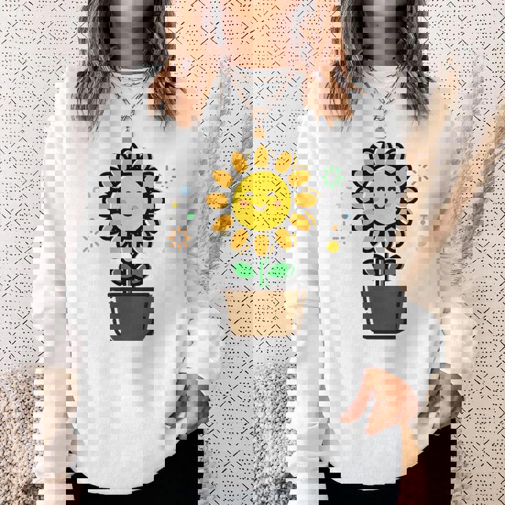 ひまわり 花 ポット シンプル クリップアート スウェットシャツ 彼女への贈り物