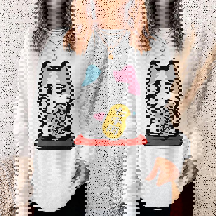 びーえするるる【Bsテレ東公式】まねきねこイラストtシャツ（ホワイト） スウェットシャツ 彼女への贈り物