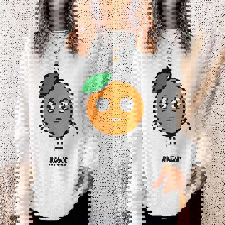 みかん Mikan 顔 イラスト かわいい おもしろ 面白い 簡単 シンプル ゆるい 果物 スウェットシャツ 彼女への贈り物