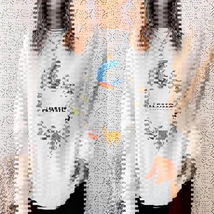 みんな大好きハシビロコウ 動かない鳥 はしび郎クラブtシャツ 絵しりとり遊び どうぶつ Zoo スウェットシャツ 彼女への贈り物