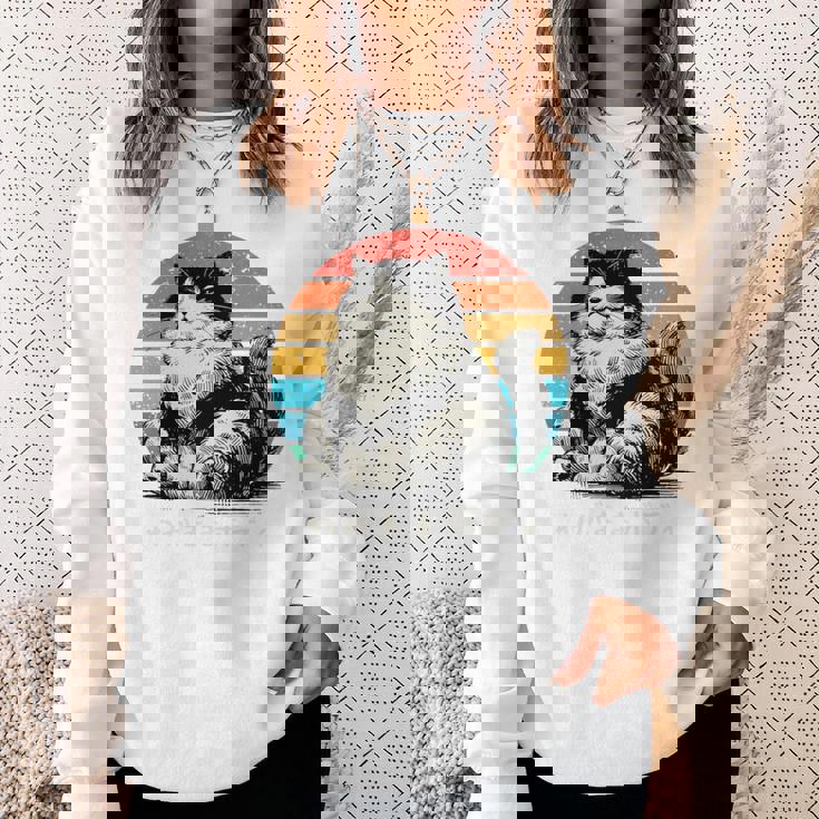 わがままボディ 猫 ねこ 太ったねこ ぽっちゃり ねこ好き かわいい おもしろ 面白い おもろい 手書き レトロ 長袖tシャツ スウェットシャツ 彼女への贈り物