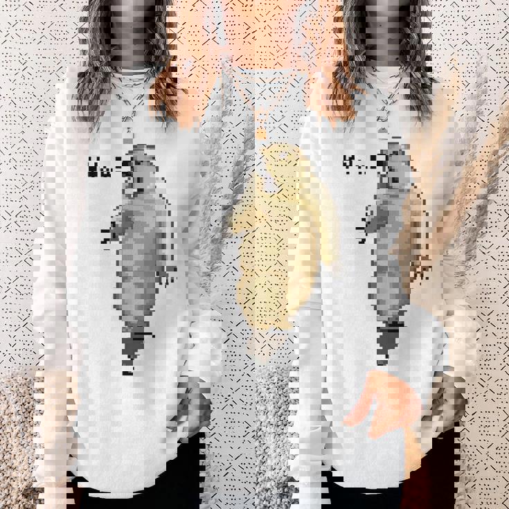 アニマルプリント 驚いたマーモット ドット絵 ピクセルアート 面白い 動物 ミーム スウェットシャツ 彼女への贈り物