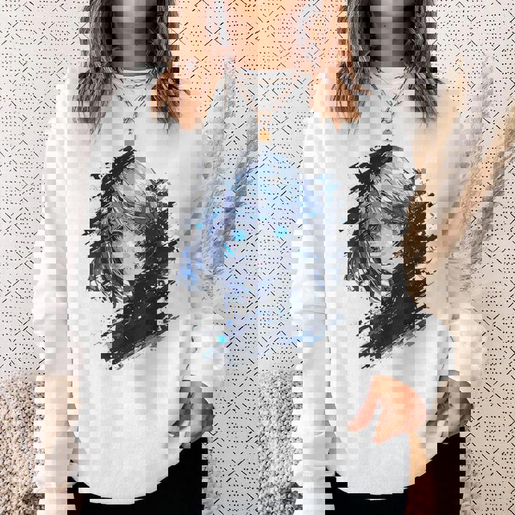 アニメ 漫画 グラフィック 青い目 アート アニメ スウェットシャツ 彼女への贈り物