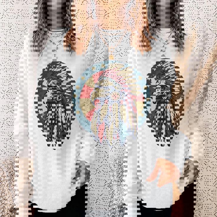 アメリカンイーグル チーフ インディアン ヘッドドレス ネイティブイーグル 長袖tシャツ スウェットシャツ 彼女への贈り物