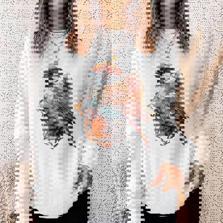 アメリカンツリー スズメ 鳥 幾何学模様 パッテンアート かわいい鳥 ロー スウェットシャツ 彼女への贈り物