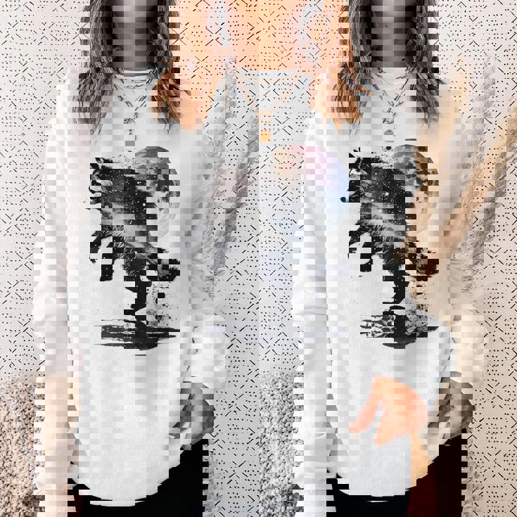 アライグマ アニマルモチーフ ムーンアート アニマルプリント アライグマ スウェットシャツ 彼女への贈り物