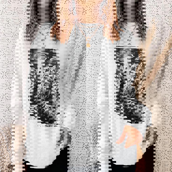 イエティ Ufo 平和 クリプティッド ユーモア マウンテン遭遇 長袖tシャツ スウェットシャツ 彼女への贈り物