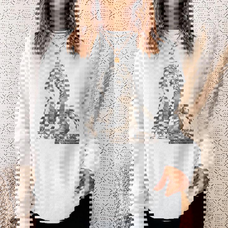 エジプト スフィンクス 神秘 ラムセス バックプリント スウェットシャツ 彼女への贈り物