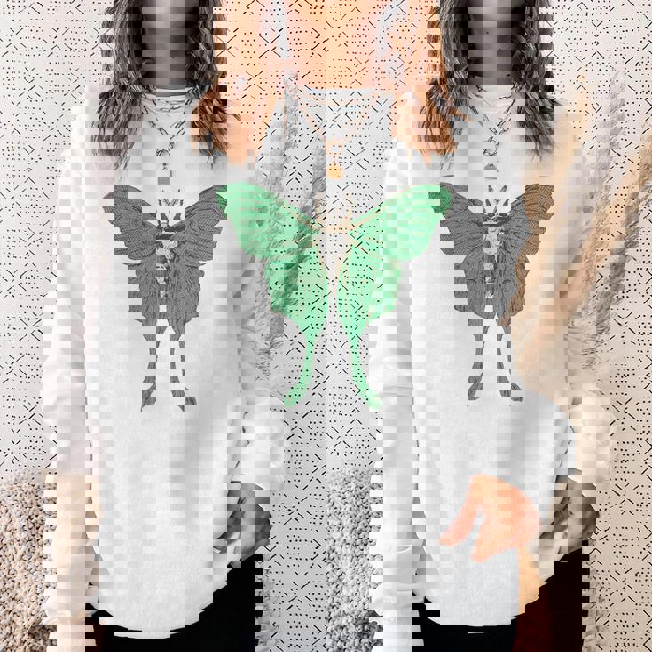 オオミズアオ ルナモス 薄い 緑色 黄緑色 蛾 Luna Moth レトロ 虫 昆虫 イラスト かっこいい おしゃれ スウェットシャツ 彼女への贈り物