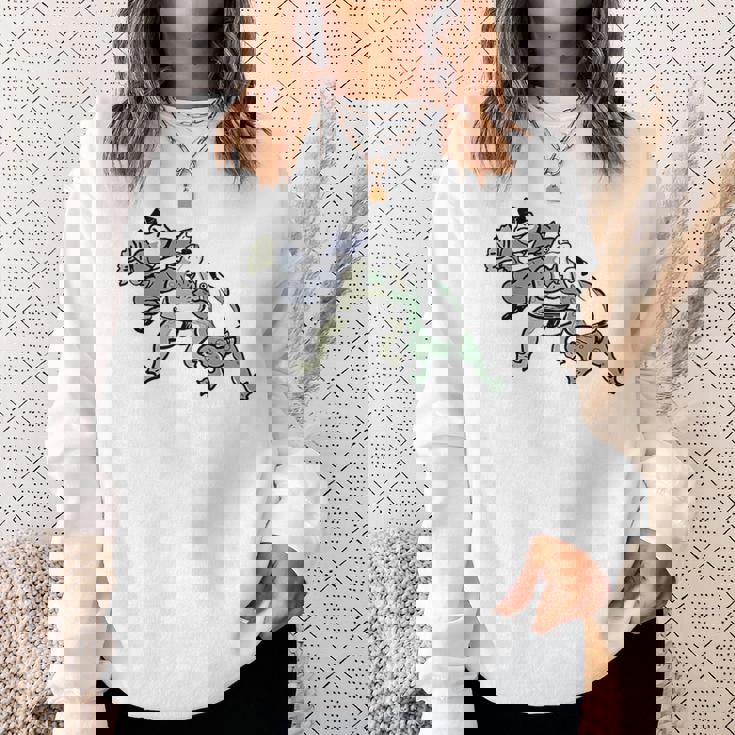 カエル 相撲 伝統 浮世絵 のようなカエルイラスト かわいい 渋かっこいい ワンポイント スウェットシャツ 彼女への贈り物