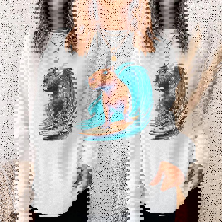 カッコイイ カピバラ サーファー サーフボード サーフィン メンズ レディース キッズ キャピー スウェットシャツ 彼女への贈り物