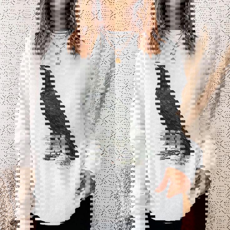 カラス ビンテージ イラスト カラス スウェットシャツ 彼女への贈り物