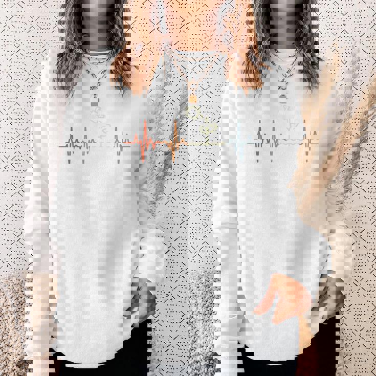 ガーデニング心電図レトロ園芸家脈線心拍 長袖tシャツ スウェットシャツ 彼女への贈り物