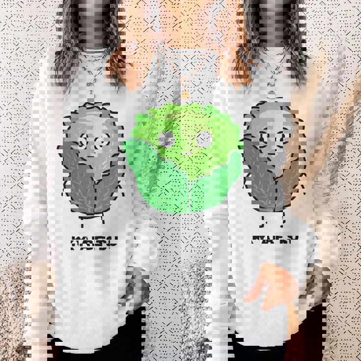 キャベツ 顔 イラスト かわいい おもしろ 面白い 簡単 シンプル ゆるい 野菜 スウェットシャツ 彼女への贈り物