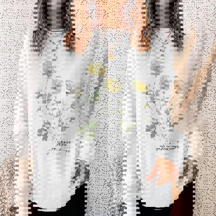 キンポウゲ 花柄 ボタニカルtシャツ ヴィンテージ 自然 野花 アート スウェットシャツ 彼女への贈り物