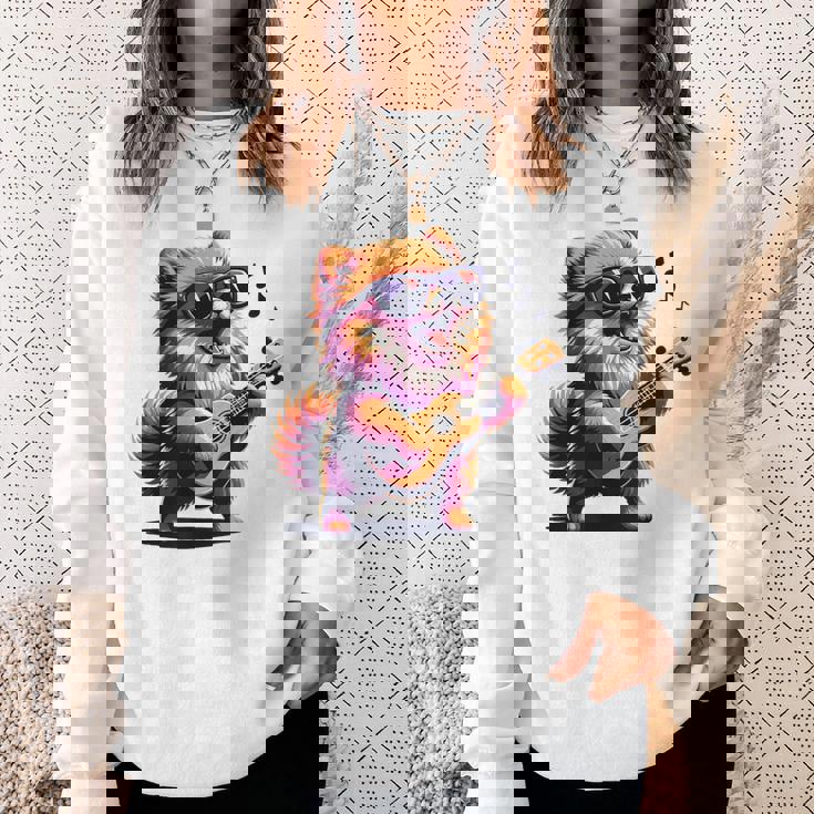 ギターを弾く犬 ポメラニアン 面白い スウェットシャツ 彼女への贈り物