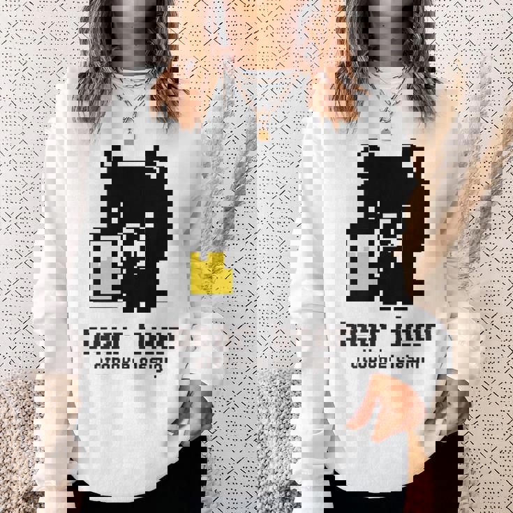 クマ ビール ドット絵 かわいい レトロ スウェットシャツ 彼女への贈り物