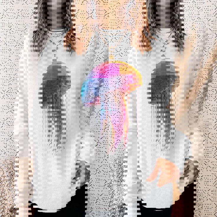 クラゲ 幾何学模様 動物 抽象 カラフル アート クラゲ スウェットシャツ 彼女への贈り物