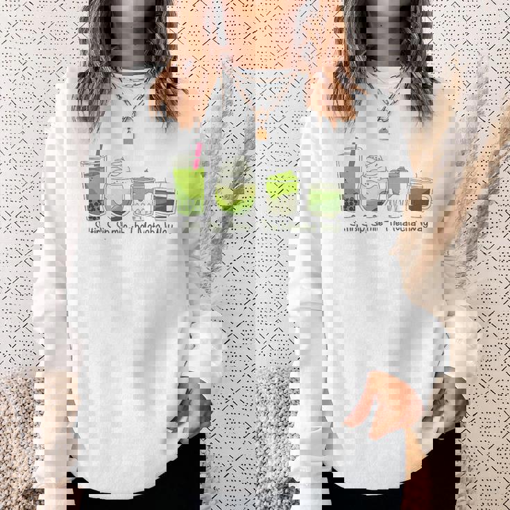 クリーミーダルゴナ抹茶ボバティー、スマイル、抹茶の方法 スウェットシャツ 彼女への贈り物