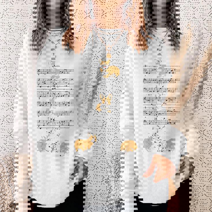 コーギー 犬 音符 音符 ミュージシャン かわいい コーギー 犬 スウェットシャツ 彼女への贈り物