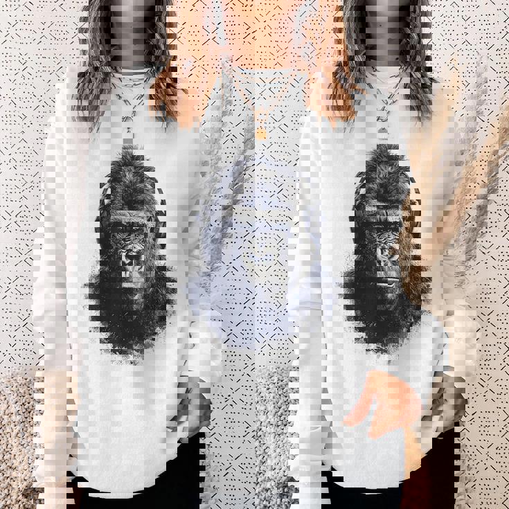 ゴリラ 描画 動物 イラスト 抽象画 アート ゴリラ スウェットシャツ 彼女への贈り物