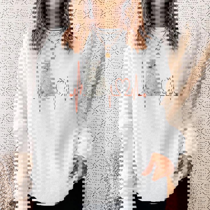 ゴールデンチンチラ ペルシャ猫 ハートビート Ekg I Love My Cats スウェットシャツ 彼女への贈り物