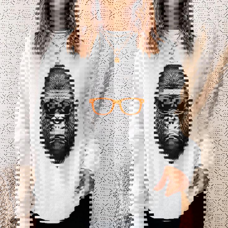 サングラスをかけたクールなゴリラグラフィックアート 長袖tシャツ スウェットシャツ 彼女への贈り物