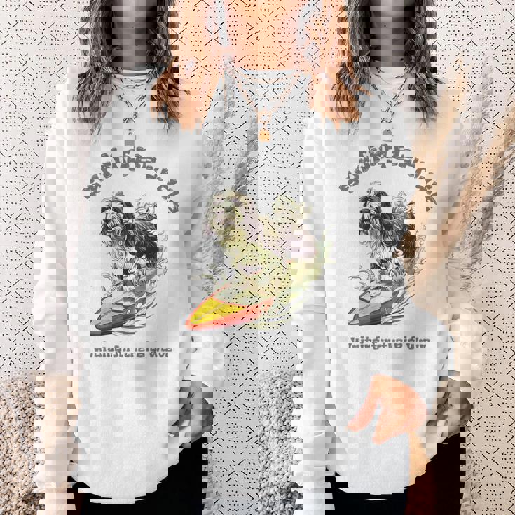 サーフィン 犬 ビアデッドコリー かわいい 面白い スウェットシャツ 彼女への贈り物