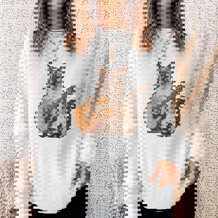 シャム猫ギタリスト ミーザー ギター奏者 スウェットシャツ 彼女への贈り物