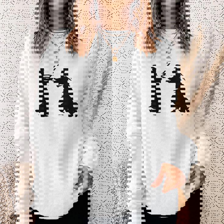 シルエット 剣道 合気道 日本 武道 剣闘士 扇子 スウェットシャツ 彼女への贈り物