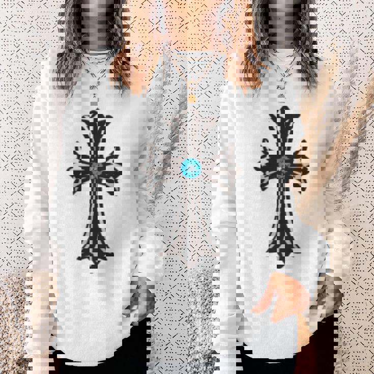 シルバークロス ブルーダイヤ 長袖tシャツ スウェットシャツ 彼女への贈り物