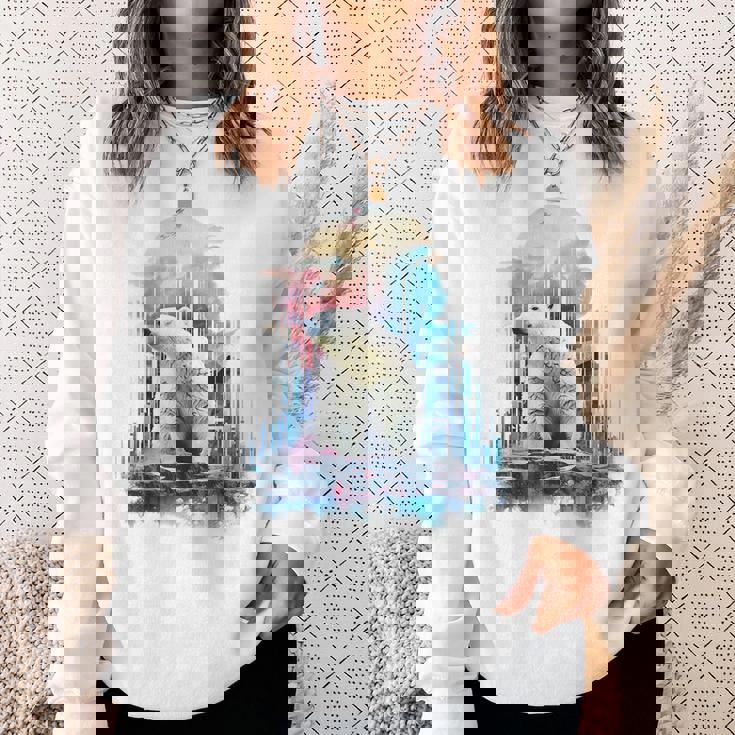 シロクマ 動物 カラフル 動物園 アート 描画 シロクマ スウェットシャツ 彼女への贈り物