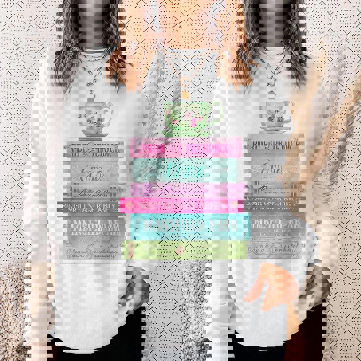 ジェーン・オースティン 本 スタック ティー 文学 文学 スウェットシャツ 彼女への贈り物