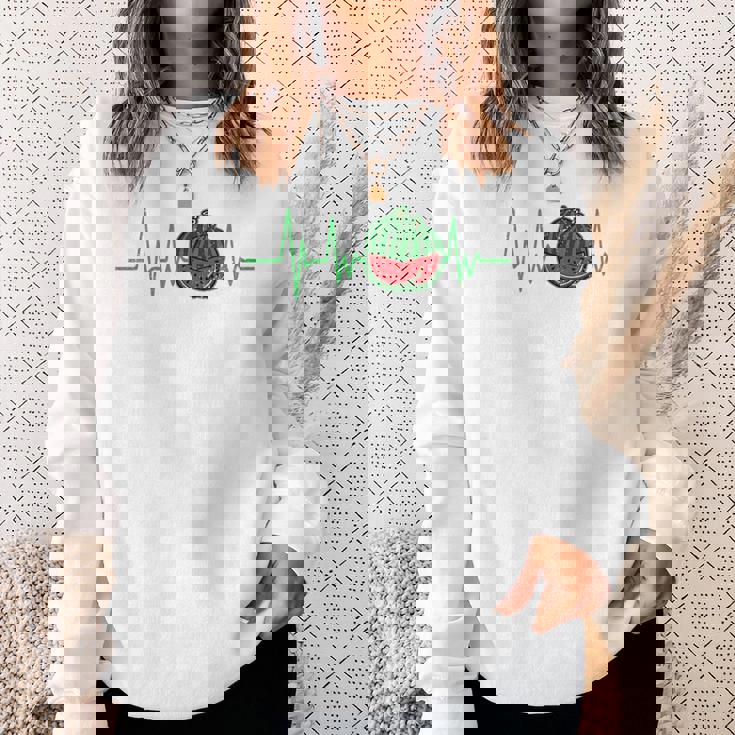 スイカ 農家 ハートビート ガーデニング 果物 農業 庭師 長袖tシャツ スウェットシャツ 彼女への贈り物